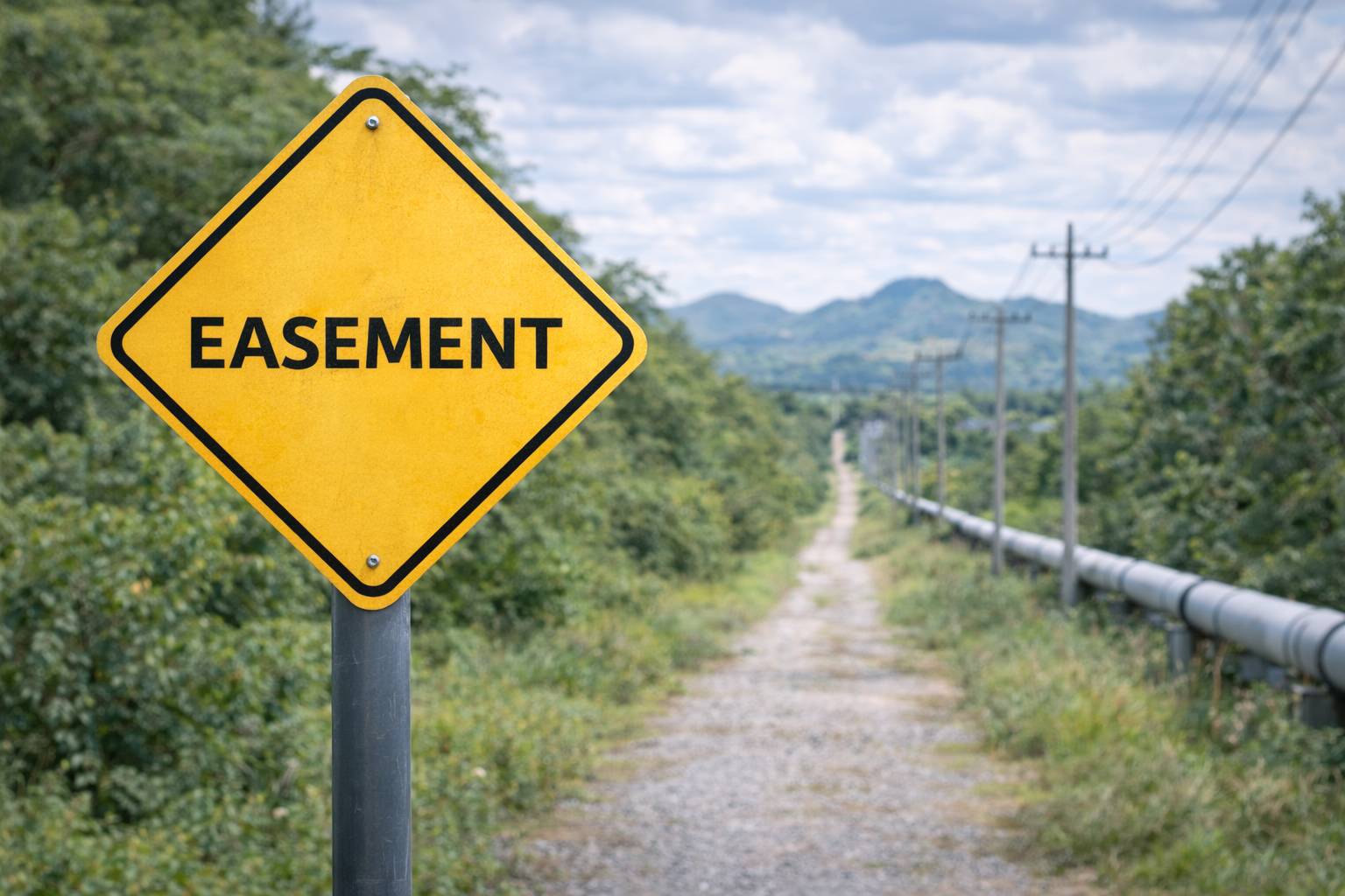 Easement sign along the rural path
